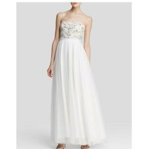 Aidan Mattox Gown Embellished White Silver